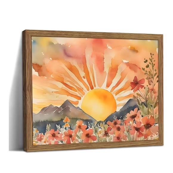 Other - Sunset Mountain Watercolor Canvas Art